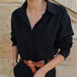 🔴Isaac Mizrahi black button down collared shirts XXS